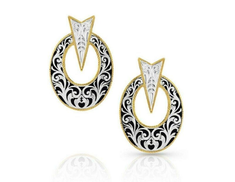 Montana Silversmiths Striking Oval Engraved Earrin