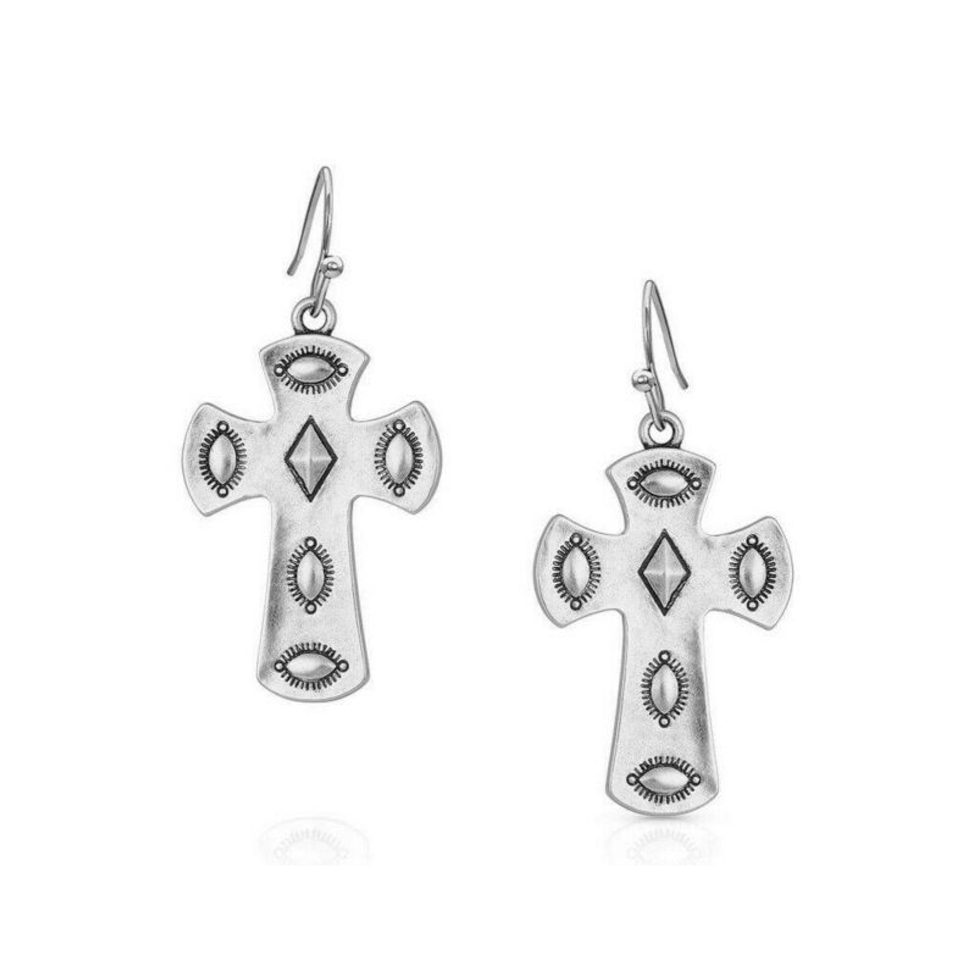 Montana Silversmiths Metal Studded Cross Earrings