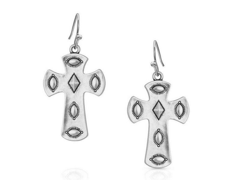 Montana Silversmiths Metal Studded Cross Earrings