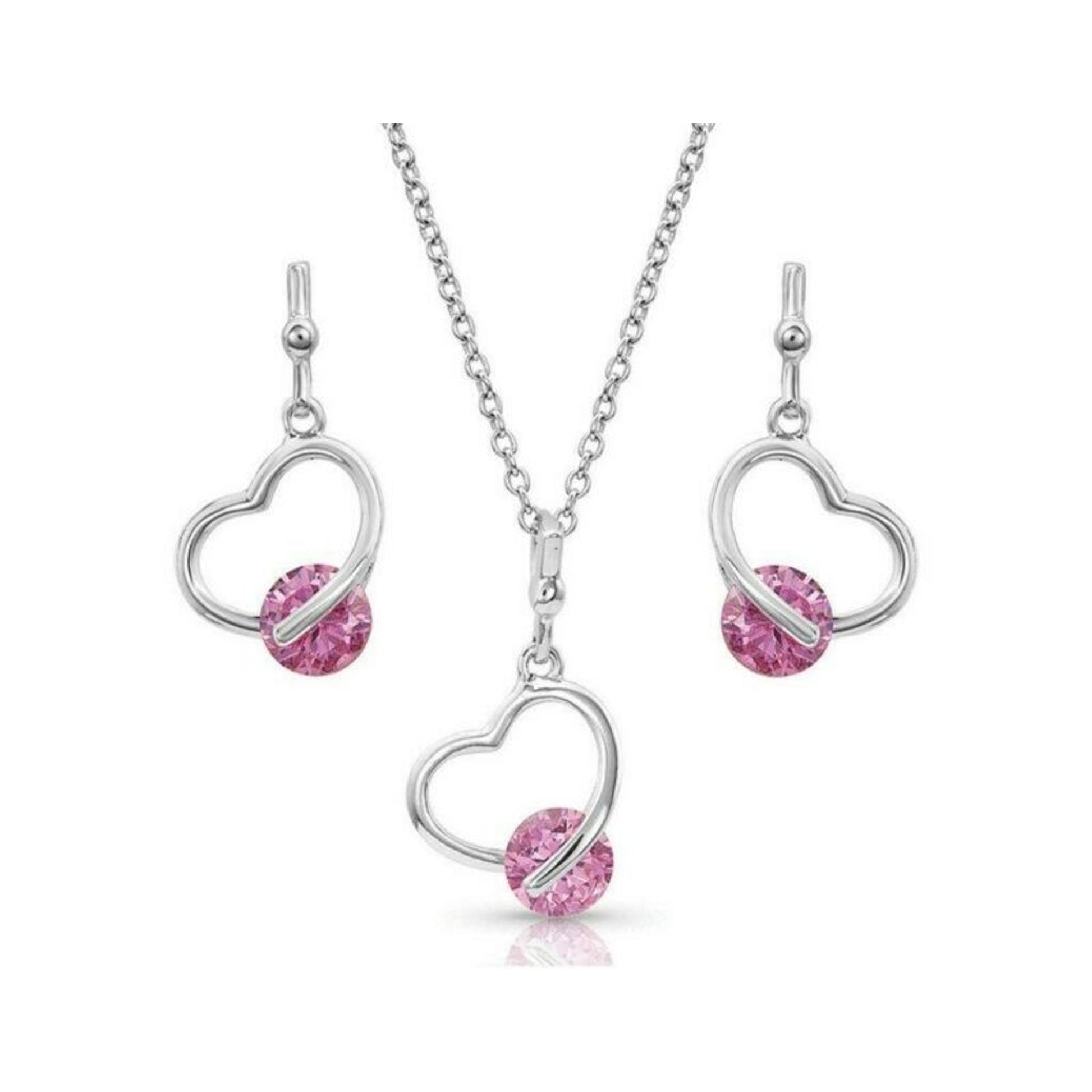 Montana Silversmiths Tension HeartJewelry Set Pink