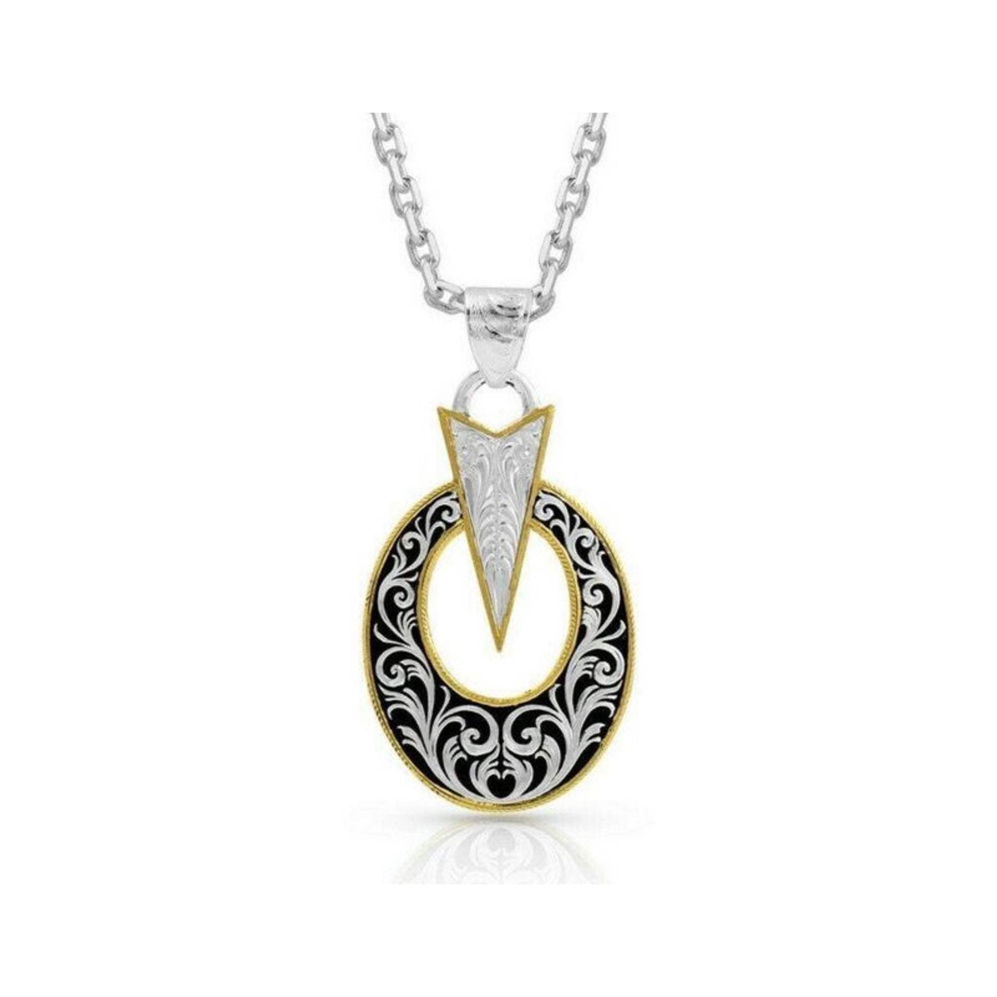 Montana Silversmiths Striking Oval Necklace 28" Bl