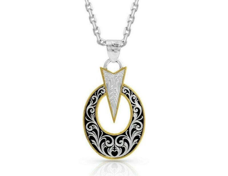 Montana Silversmiths Striking Oval Necklace 28" Bl