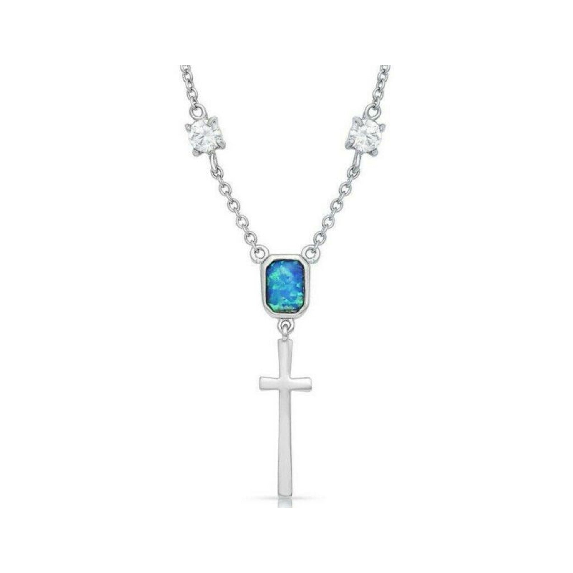 Montana Silversmiths Cross Opal DangleNecklace 20"