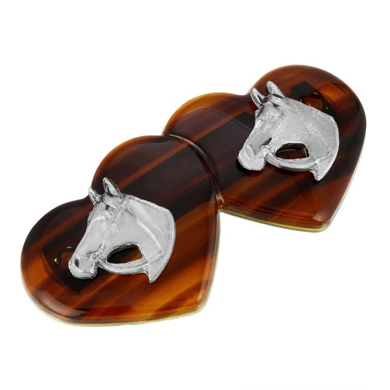 1928 Jewelry Tortoise Heart Barrette with Horse He