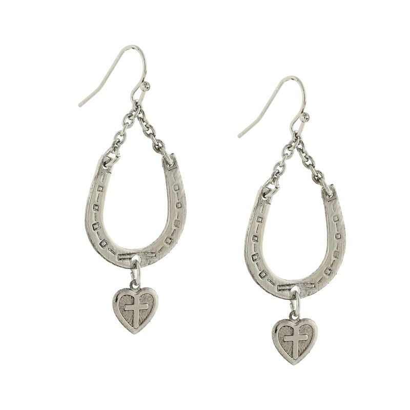 1928 Jewelry Horseshoe and Heart with Cross Drop E