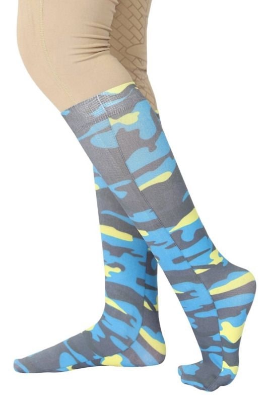 TuffRider Kids Camo Boot Socks Navy/Red/Orange