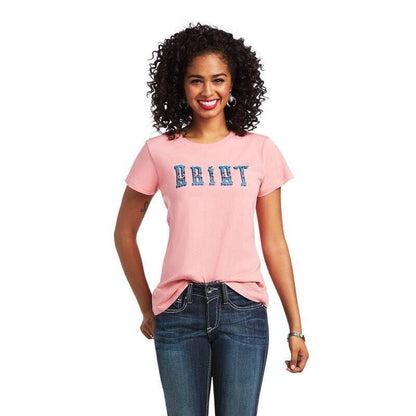 Ariat Ladies REAL Kinship Tee Shirt Large Peach Bl