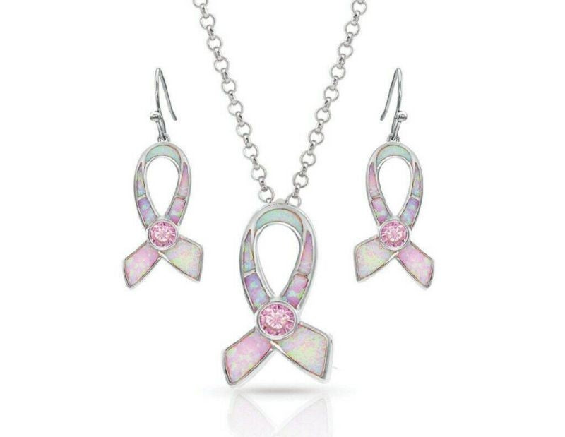 Montana Silversmiths Pink Opal Ribbon Jewelry Set