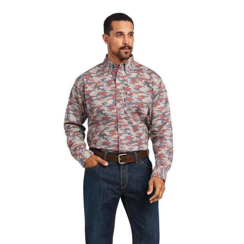 Ariat Mens FR Geo Camo DuraStretch Work Shirt