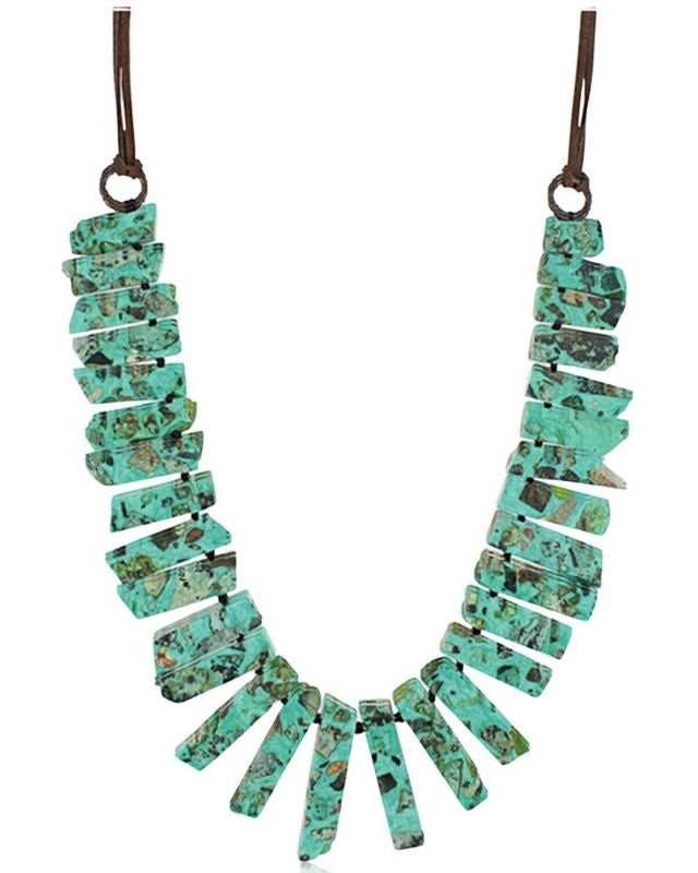 Montana Silversmiths Chunky Jade Leather Necklace