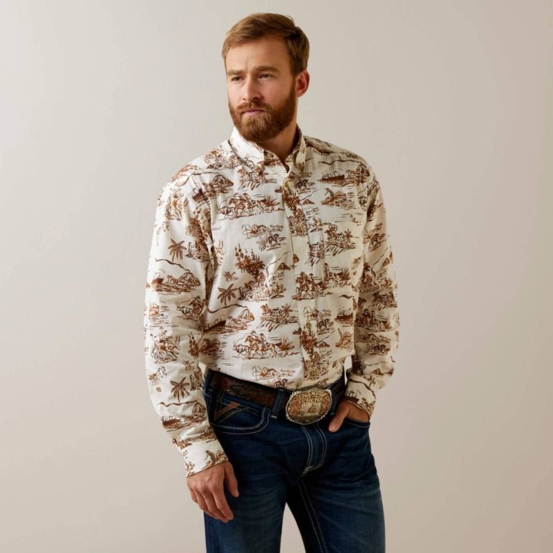 Ariat Mens Wrinkle Resist Paniolo Western Aloha St