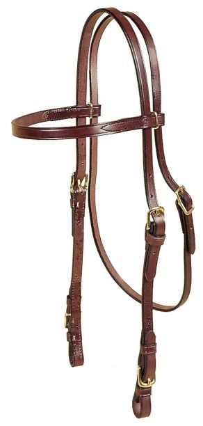 Brow Band Headstall Bit Ends 5/8in Bk/Gry