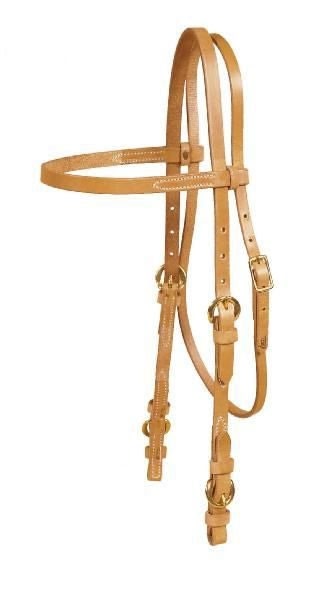 Single Ply Browband Headstall-Buckle Bit End Bk/Gy