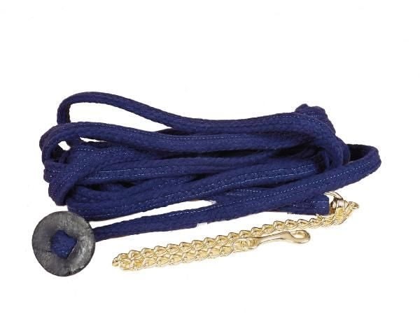 Flat Braid Rope Lunge Line/Brass Chain 25 Blk/Gry