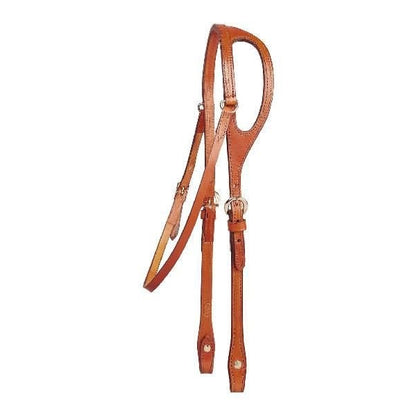Dbl/Stitch Leather Shape Ear Headstall 5/8in Bk/Gy