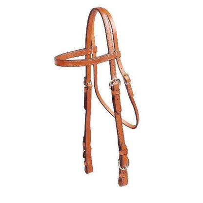 Double/Stitched Brow Band Headstall 5/8in Bk/Gry