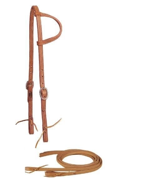 Tory Sliding Ear Headstall And Reins 5/8in Bk/Gry