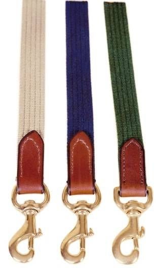 Tory 7 Cotton Web Lead With Leather Ends 7FT Bk/Gry