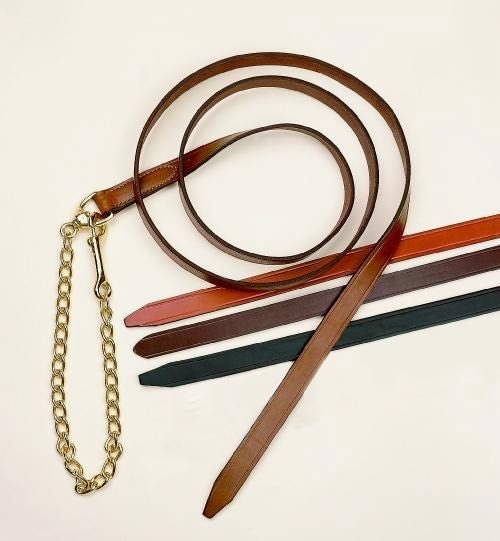 Tory Single Ply Lead With Brass Plated Chain 1in Brn