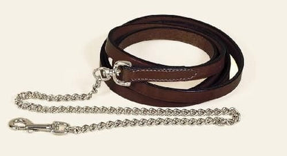 Tory Leather Single Ply Lead with Nickel Plated Chain