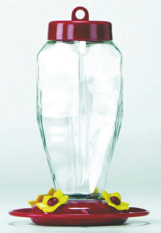 Glass Hummingbird Feeder .5in x .5in x 1in Red