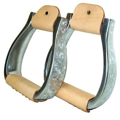 Coronet Aluminum Modified Oxbow Engraved Stirrups