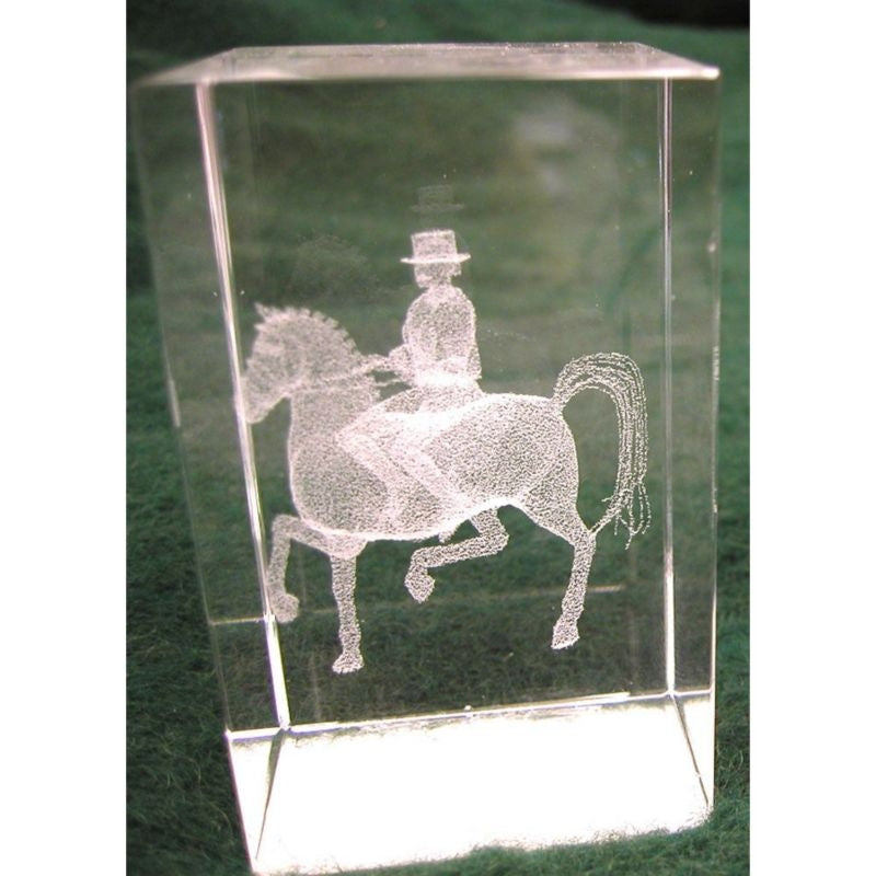 Crystal Etched Dressage Horse Paperweight
