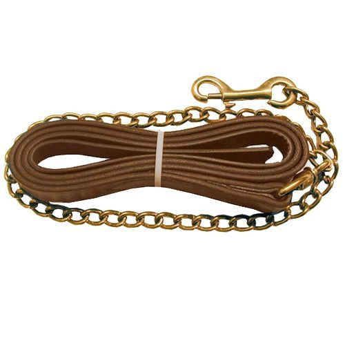Leather Lead Shank With Brass Plated Chain Dark Oil