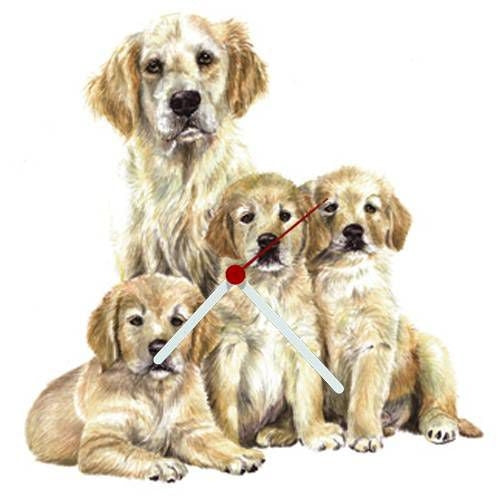 Golden Retriever Family Shaped Clock