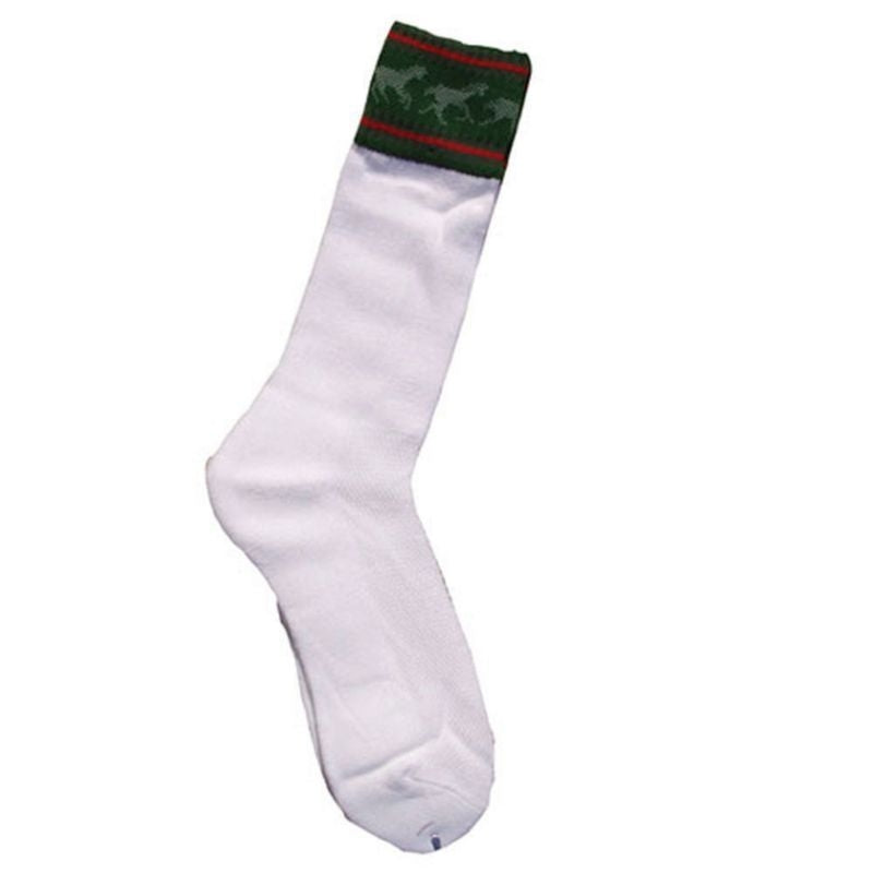 Ladies Sport Horse Pattern Sock White Green