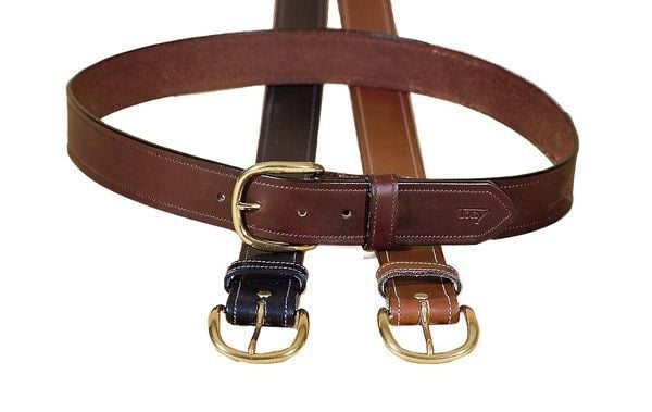 Tory 1 1/2In Stitched Belt With Brass Buckle 30 Brn