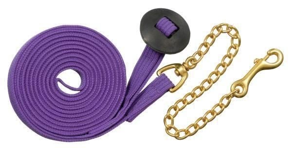 Basic Flat Cotton Web Lunge Line with Chain Purple
