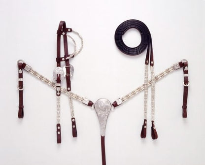 RKing Silver Ferruled Dbl Ear Headstall
