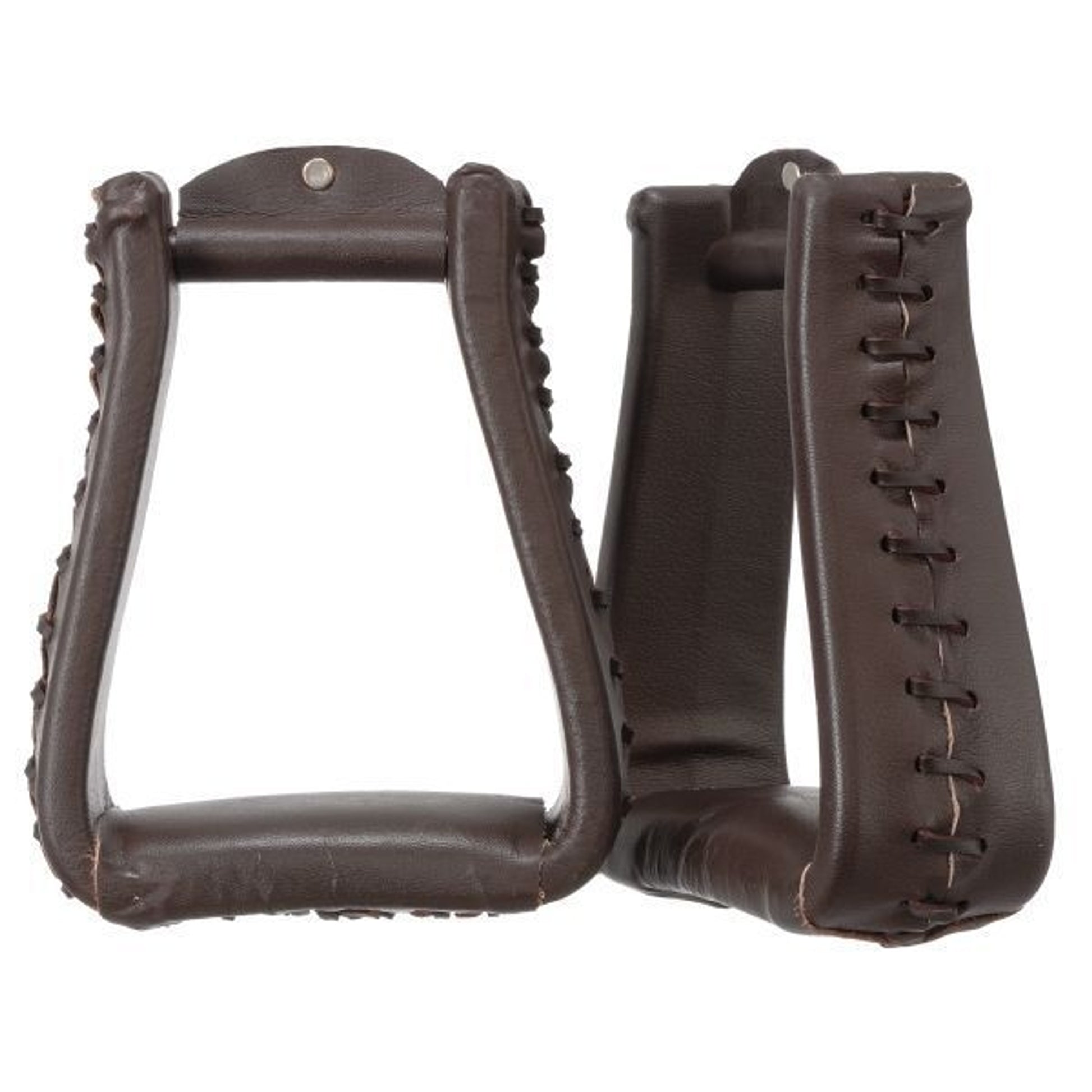 Tough1 Oversized Leather Bell Stirrups Dark Oil