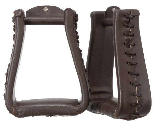 Tough1 Oversized Leather Bell Stirrups Dark Oil