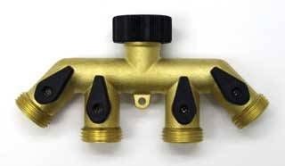 Melnor 4 Way Metal Hose Connector With Shut Off Valve