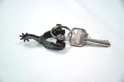 Metalab Antique Engraved Spur KeychainBk/Wh