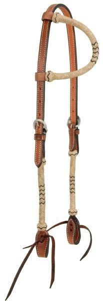 Single Ear Headstall With Braided Rawhide Horse Brn
