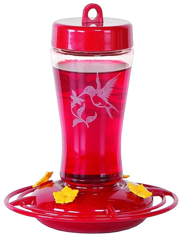 Glass Hummingbird Feeder 12 oz Steel