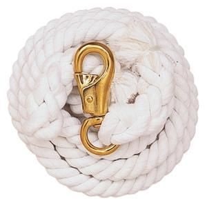 Cotton Lead Rope /Solid Brass Bull Snap 10ft White