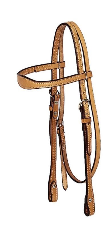 Tory Flared Brow Headstall 5/8in Horse Bk/Gry
