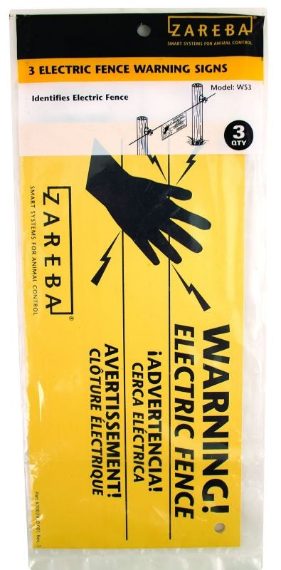 Zareba Electric Fence Warning Signs 3 Pack
