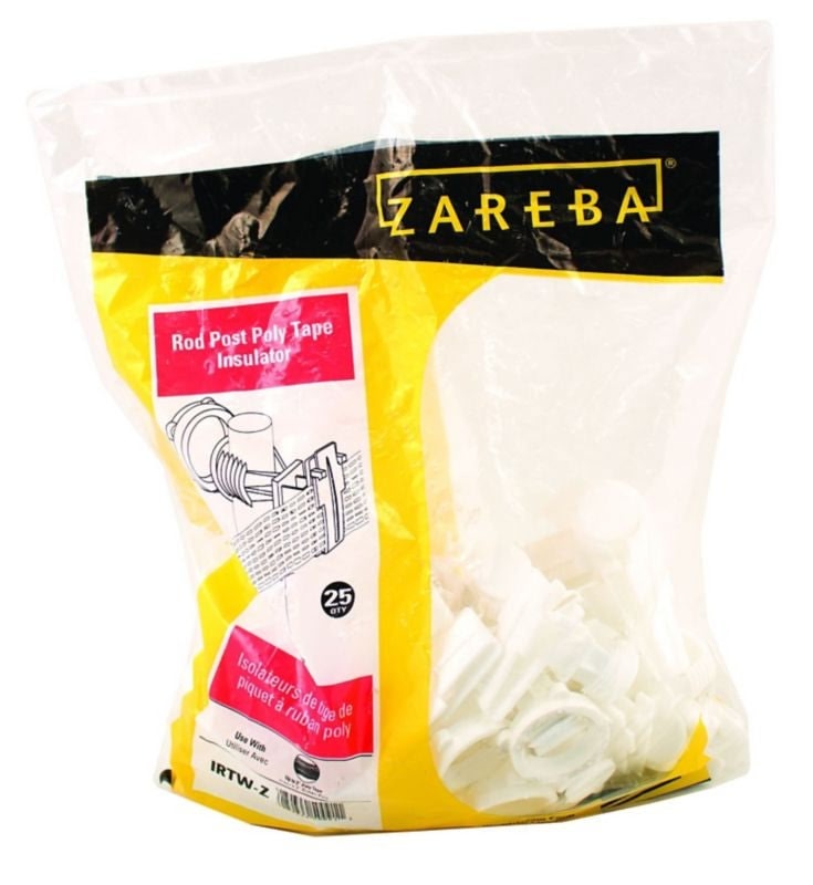 Zareba Rod Post Poly Tape Insulator 25 Pack White