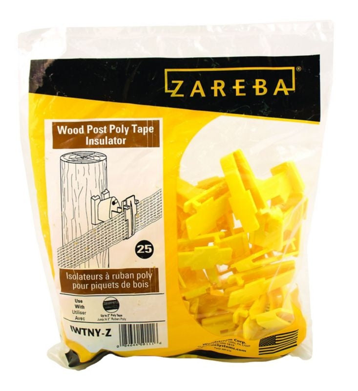 Zareba Wood Post Poly Tape Insulator 25 Pk Yellow