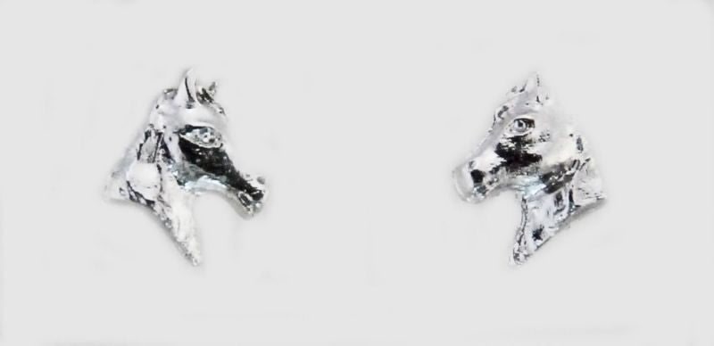 3-D Horse Head Silver Pierced Earring