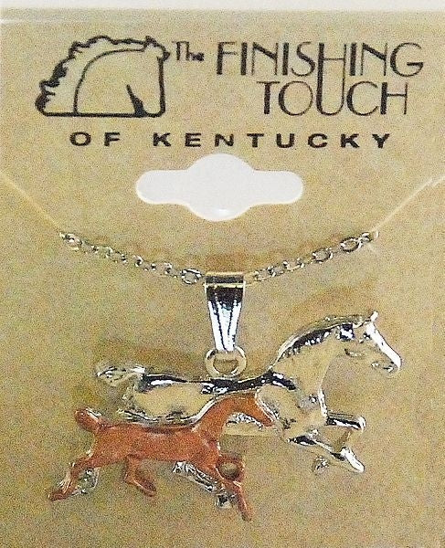 2-Tone Bob Tail Mare And Foal Pendant Silver
