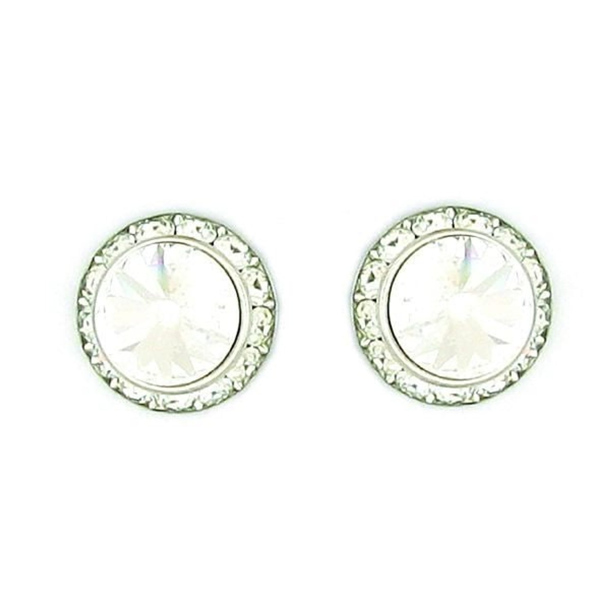 Crystal Rivoli Stone Pierced Earrings Silver