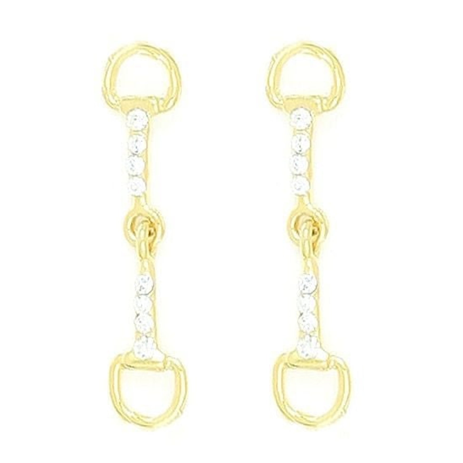 Snaffle Earrings With Crystal Stones Gold
