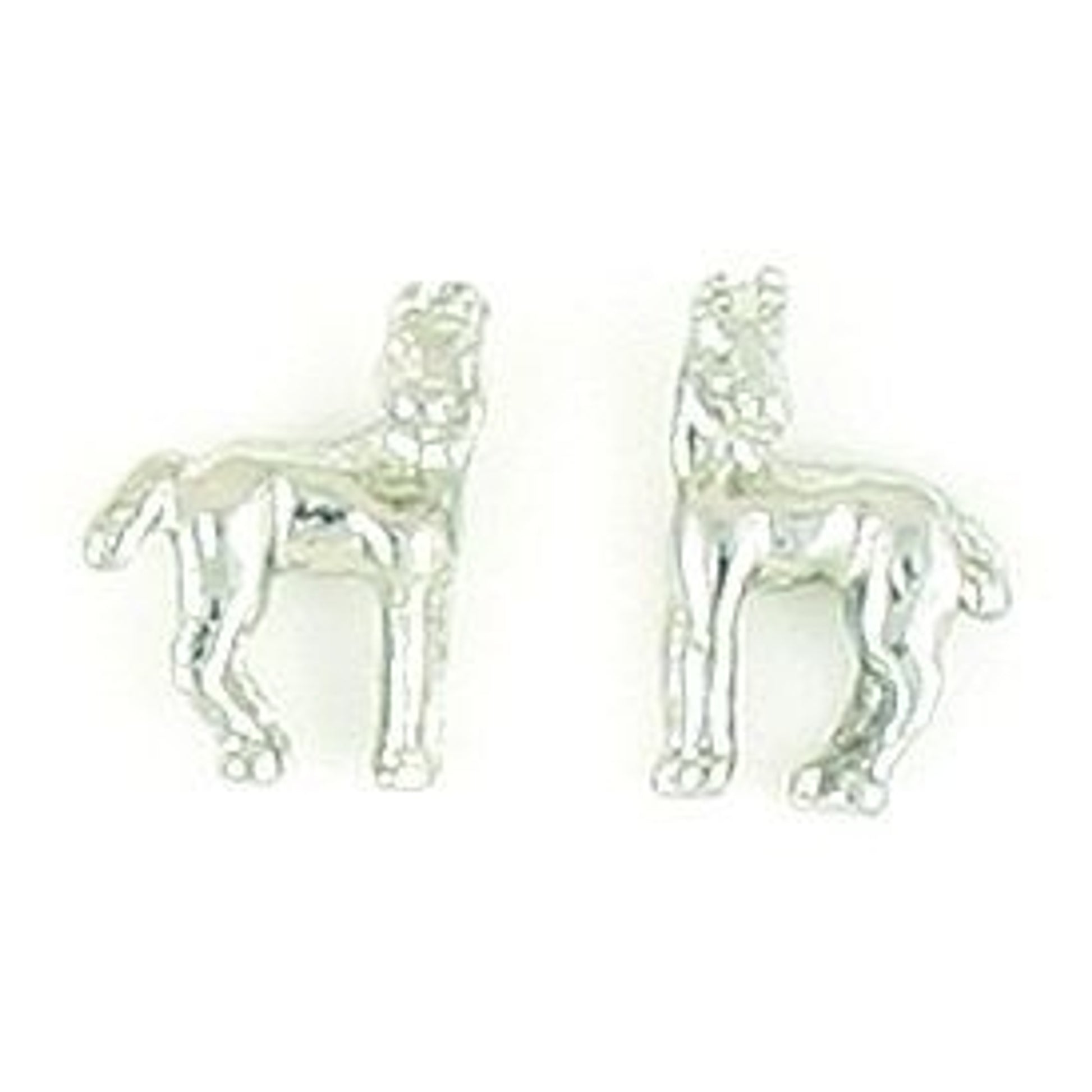Horse With Turned Head Earrings Silver