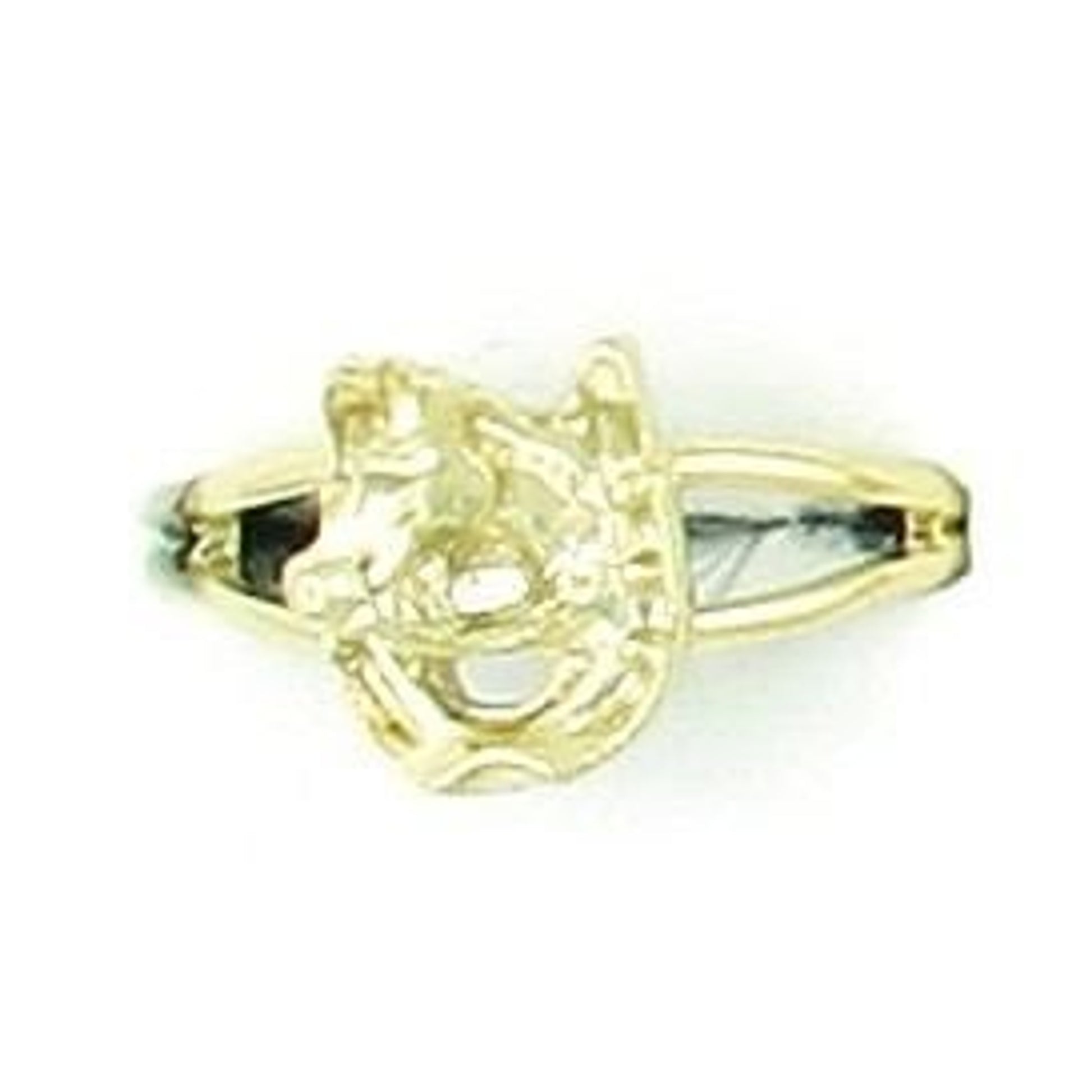 Horse Head In Horseshoe Adjustable Ring Gold